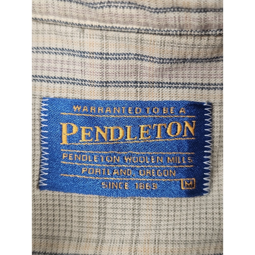 Pendleton Button Down Shirt Mens Medium Beige Pla… - image 2